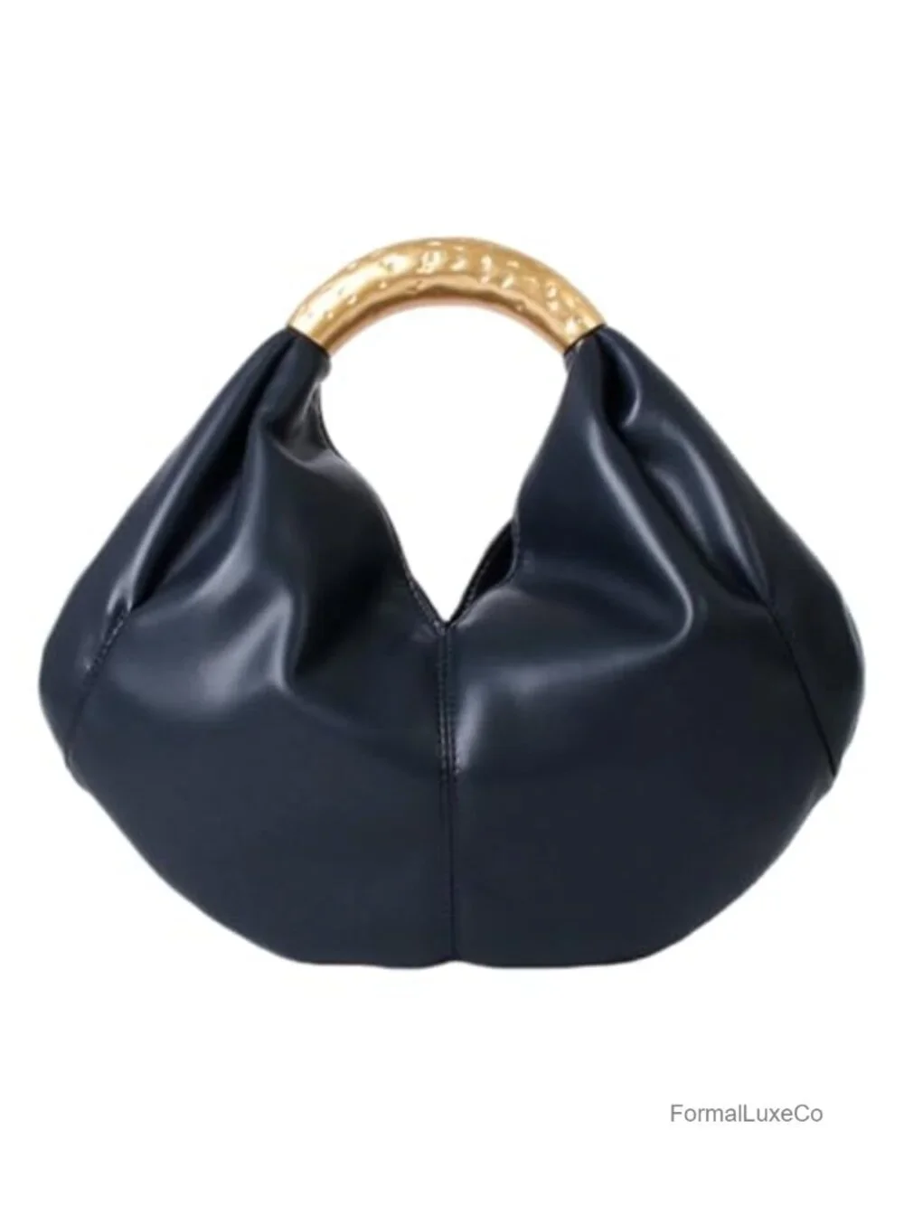 Faux Fur Top Handle Bag, Gold Metal Handle, Half Moon Clutch, Winter Luxury